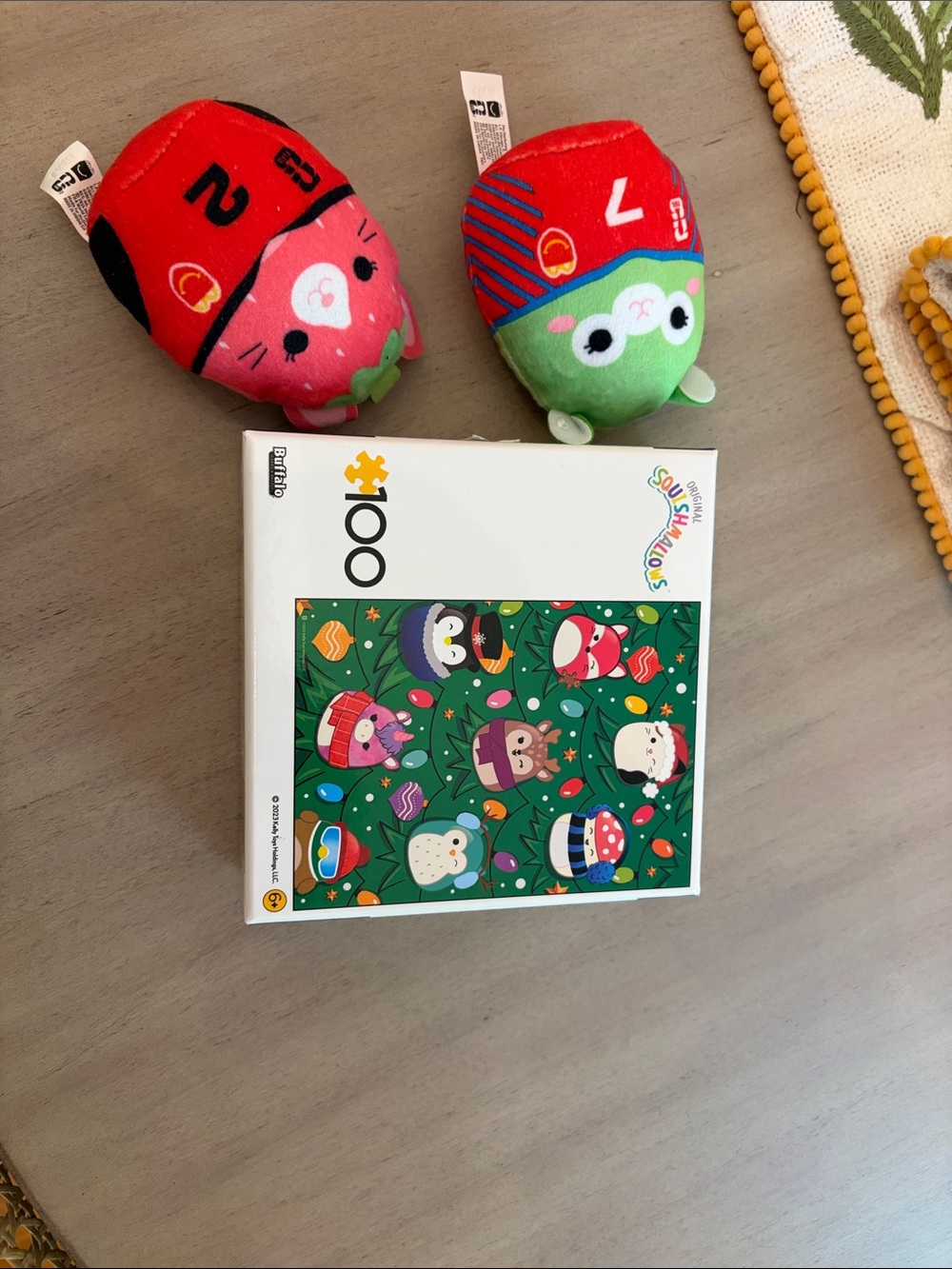 Squishmallows Red & Green Holiday Plush Pair and puzzle